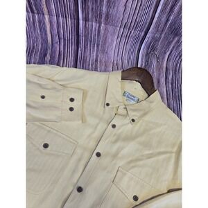 Tommy Bahama‎ Shirt Mens Large Yellow 100% Silk Long Sleeve Button Down 2 Pocket